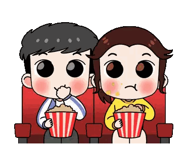 Kids Eating Popcorn In Theater Sticker