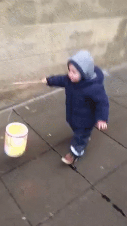 Kids Falling While Checking His Lantern GIF