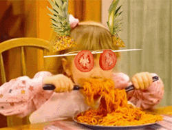 KIds Funny Eating Spaghetti GIF