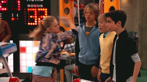 Kids Playing Bowling With Bonus Score GIF