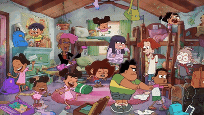 Kids Playing In Messy Room GIF