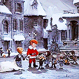 Kids Running Towards Santa Claus Animation GIF