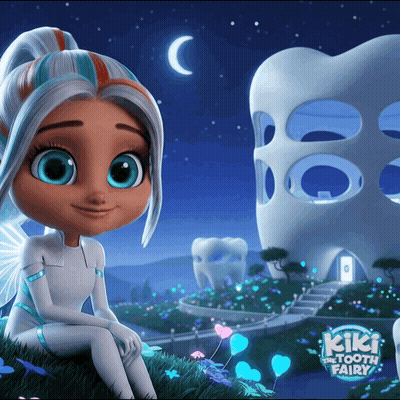 Kiki The Tooth Fairy Sits On Grass GIF