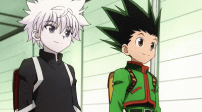 Killua And Gon Standing Next To Each Other GIF