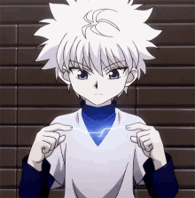 Killua Zoldyck Staring At His Finger Emitting Lightning GIF