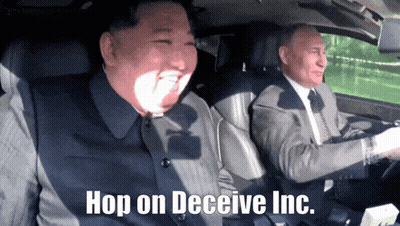 Kim Jong Un And Vladimir Putin In Car Hop On Deceive Inc GIF