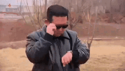 Kim Jong-Un Black Glasses Take Off Check Watch GIF