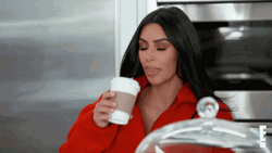 Kim K Drinking Coffee GIF