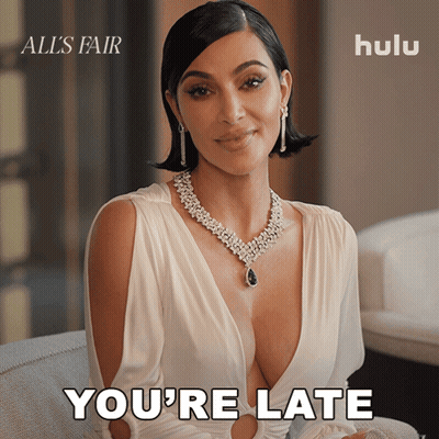Kim Kardashian White Dress And You're Late Necklace GIF