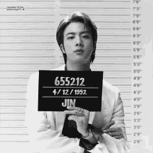 Kim Seok Jin Mugshot Photoshoot GIF