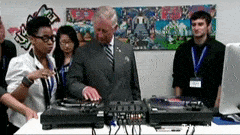 King Charles Trying DJ Turntable GIF