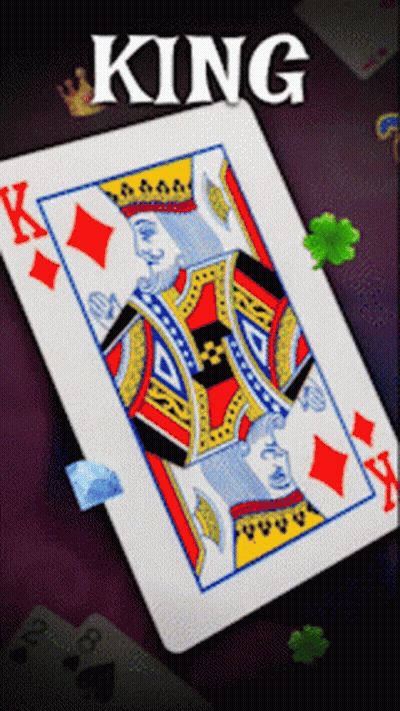 King Of Diamonds Surrounded By Playing Cards GIF