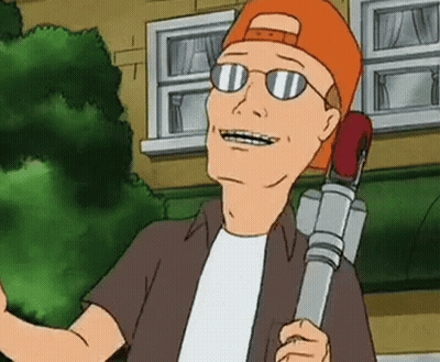 King Of The Hill In Sunglasses And Baseball Cap Holding Drill GIF