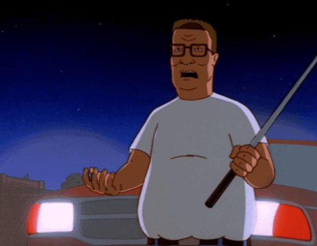 King Of The Hill Is Holding A Pool Cue In His Hand GIF
