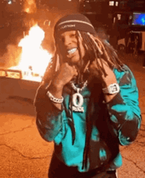King Von With Flames Behind GIF