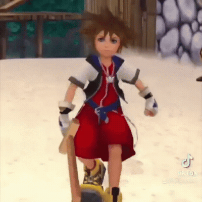 Kingdom Hearts Character Riding Skateboard On Beach GIF