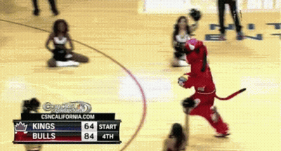 Kings And Bulls Playing Basketball With Cheerleaders GIF