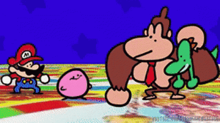 Kirbo Donkey Kong Fierce Battle GIF