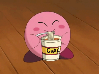 Kirbo Eating Noodles Kirby Dreamland GIF