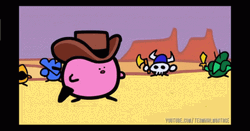 Kirbo Pink Puffball Cowboy Hat GIF