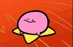 Kirbo Riding The Spinning Star  GIF