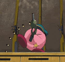Kirby Angrily Shooting GIF
