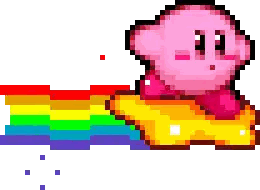 Kirby Flying Through Rainbow Sticker