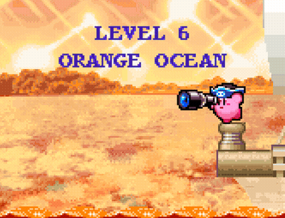 Kirby Holding Telescope Level 6 Orange Ocean GIF