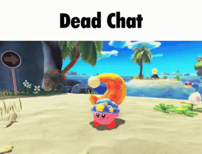 Kirby On Beach Saying Dead Chat GIF
