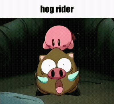 Kirby Riding Hog GIF