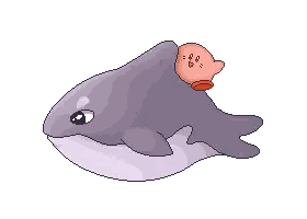 Kirby Riding Whale Pixel Art Sticker