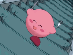 Kirby Running Up The Stairs
