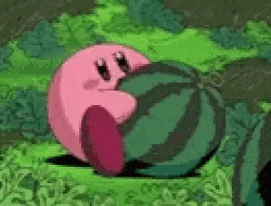 Kirby Swallows Whole Watermelon GIF