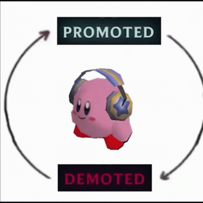 Kirby With Headphones Promoted Demoted GIF