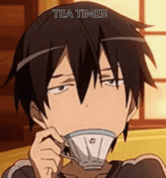 Kirito Drinking And Thinking GIF