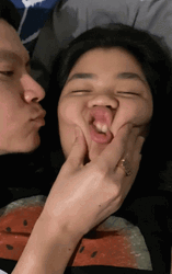 Kiss On Cheek Squeezing Face GIF
