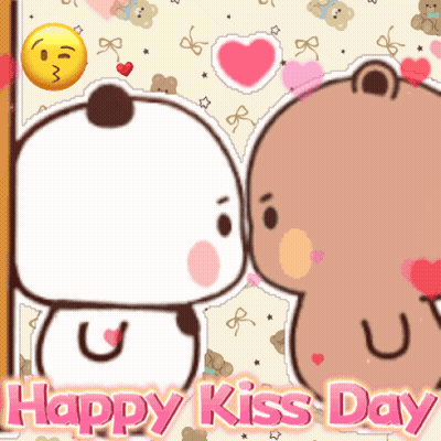 Kissing Bears Happy Kiss Day GIF