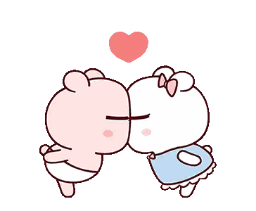 Kissing Bears With Heart Background Sticker
