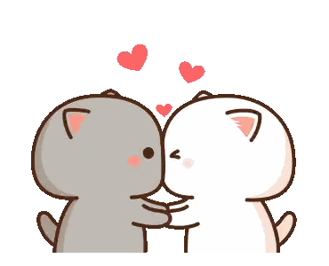 Kissing Cats With Hearts GIF