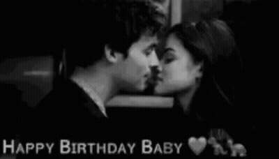 Kissing Couple Black And White Happy Birthday Baby GIF