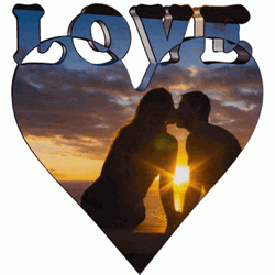 Kissing Couple Inside Heart Amor GIF