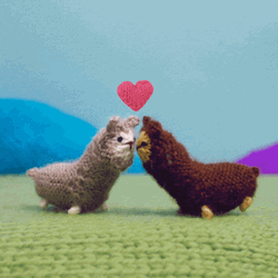 Kissing Crocheted Alpacas GIF