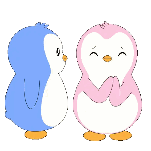 Kissing Penguins With Heart Sticker