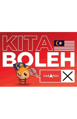 Kita Boleh Harapan X Poster With Deer Holding Flag Sticker