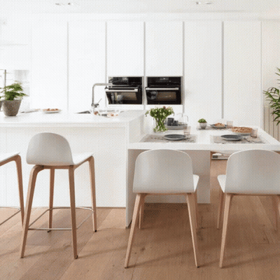 Kitchen Table And Chairs With Plates And Utensils GIF