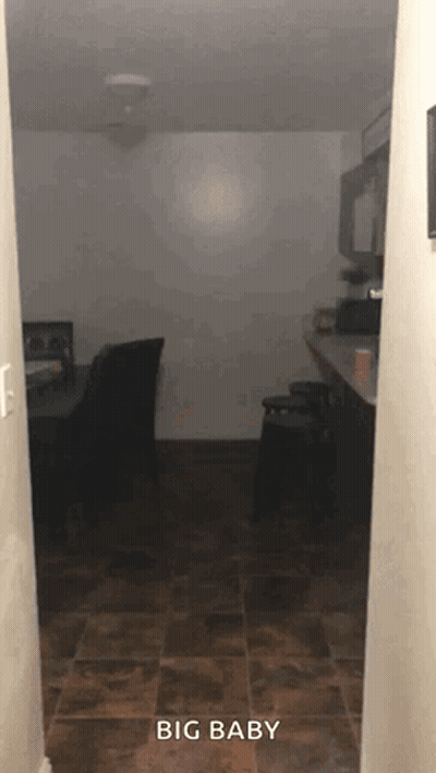Kitchen With Big Baby Text GIF