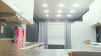 Kitchen With Cereal Box On Counter GIF