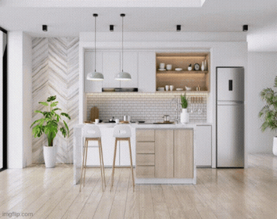 Kitchen With Granite Counter And Sink GIF