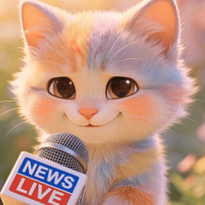 Kitten Holding Microphone Saying News Live GIF