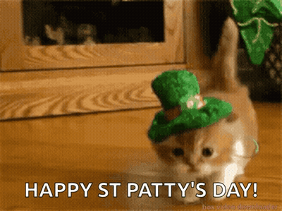 Kitten In Green Hat Happy St Patty's Day GIF